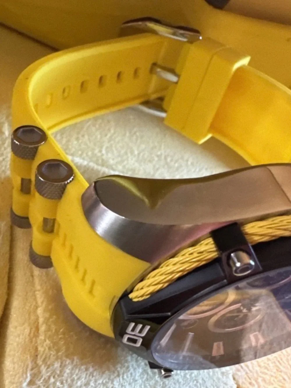 Invicta Yellow and Silver Stainless Steel Watch